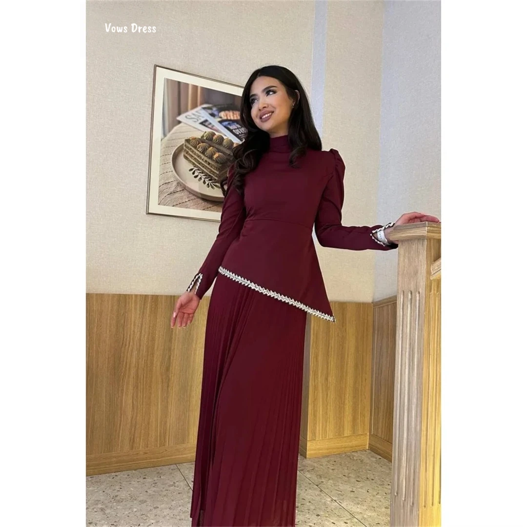 

Vows Claret Luxurious Women's Evening Dresses Woman Elegant Custom Made Luxury Prom Dresses 2025 Line A Round Collar Gala Dress