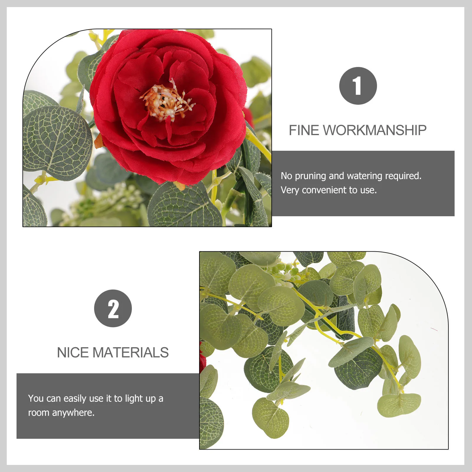 

1Pcs Rose Simulation Wreath Romantic Hanging Decor Home Door Wall Garland Garland Decor Festival Banquet Scene Prop