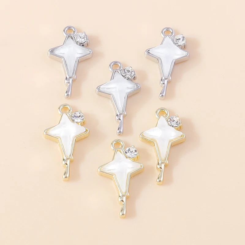 Leslie 4 Stück wunderschöne Gold-Silber-Farbe Kristall Polaris Charm für Schmuckherstellung Stern Mond Anhänger Halskette Armband Ohrring DIY – Detail 10