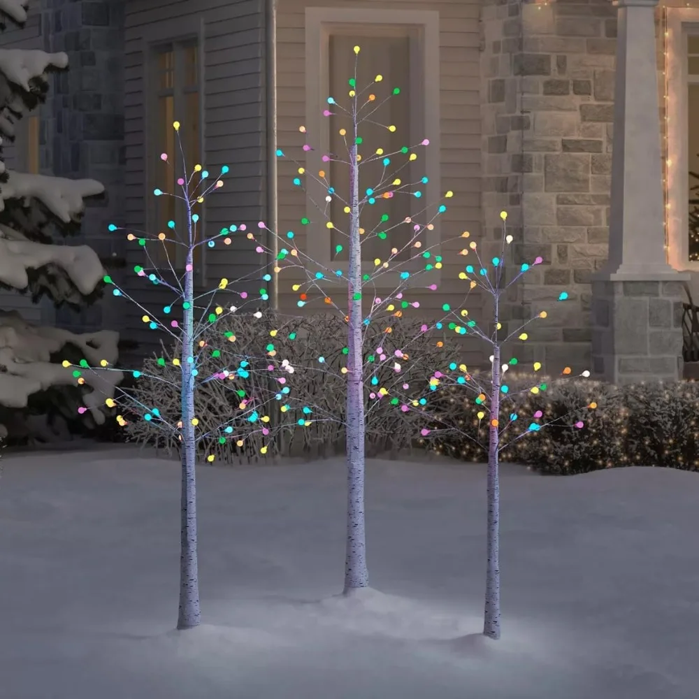 

Three Pre Installed Illuminated Flower Tree Christmas Decoration Sets Are Versatile and Can Be Used Both Indoors and Outdoors