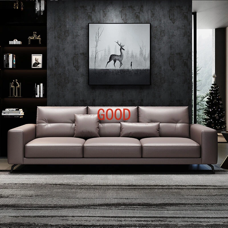 Modern minimalist leather sofa combination living room complete corner large and small apartment type leather creative sofa