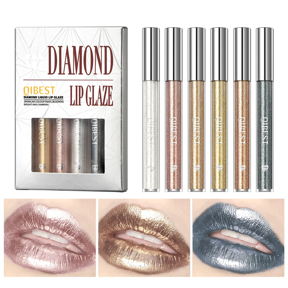 

6Pcs/Box Diamond Glitter Liquid Lipstick Set Makeup Waterproof Shimmer Shiny Lip Gloss Party Make Up Cosmetics Pearl Lipgloss