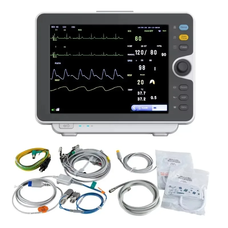 Professional Veterinary Patient Monitor Portable Vital Sign Monitor For Animal 12-inch Color TFT Display WiFi Central