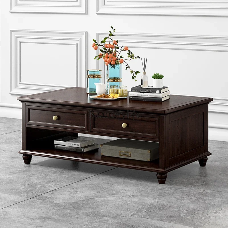 

FG10*American light luxury double-sided four-pump solid wood coffee table combination European light luxury coffee table