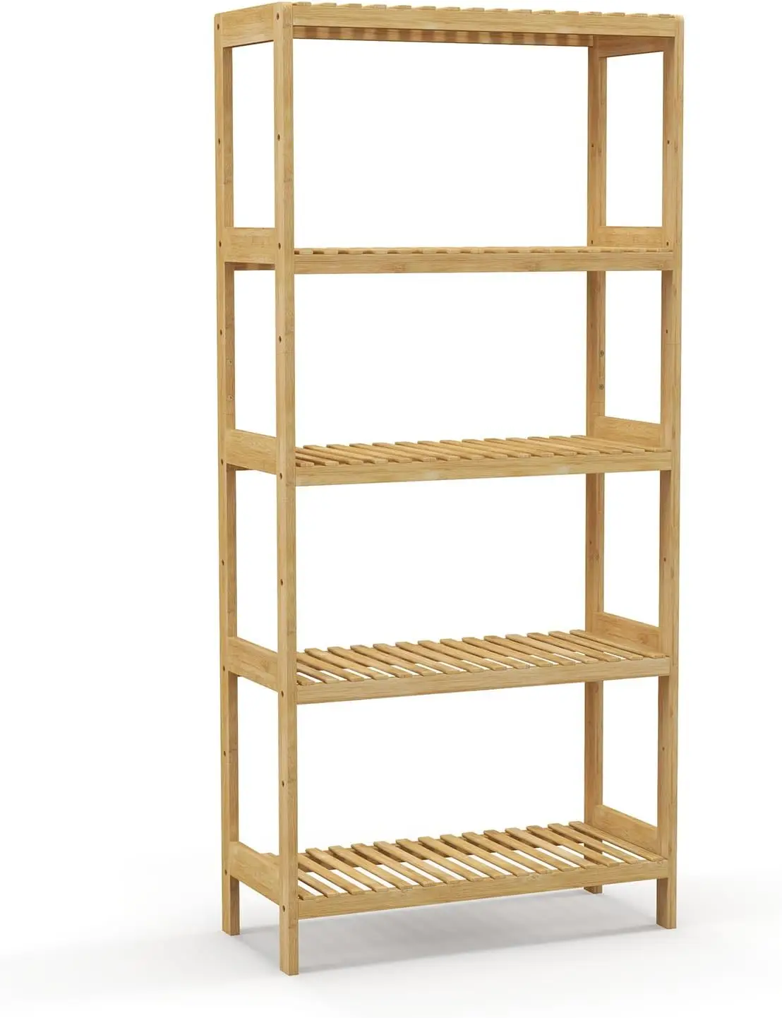 

5-Tier Bamboo Storage Shelf for Bathroom, Kitchen, Living Room - Adjustable & Durable