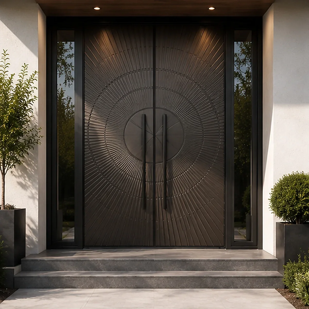 Personalized Customization Villa Hinged Door Fingerprint Unlocking Modern Entrance Doors Wear Resistant Residential Doors
