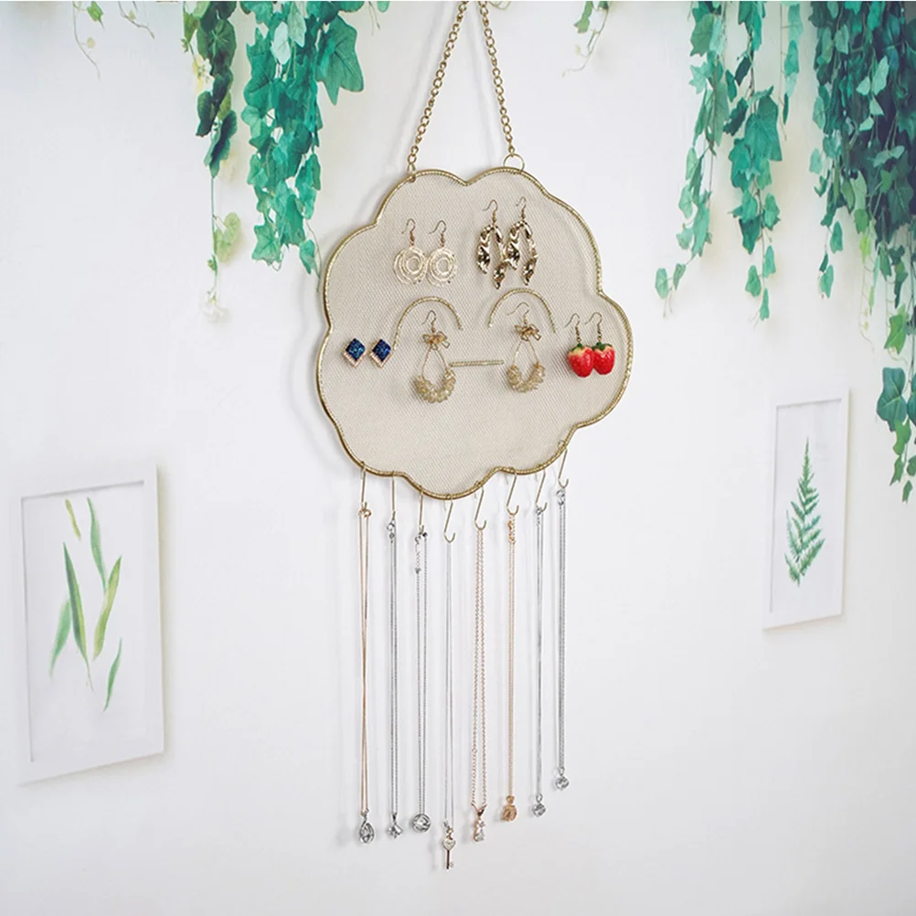 Cloud Shape Metal Wall Jewelry Organizer Durable Hanging Earring Holder Necklace Bracelet Display Rack for Home Retail Shop