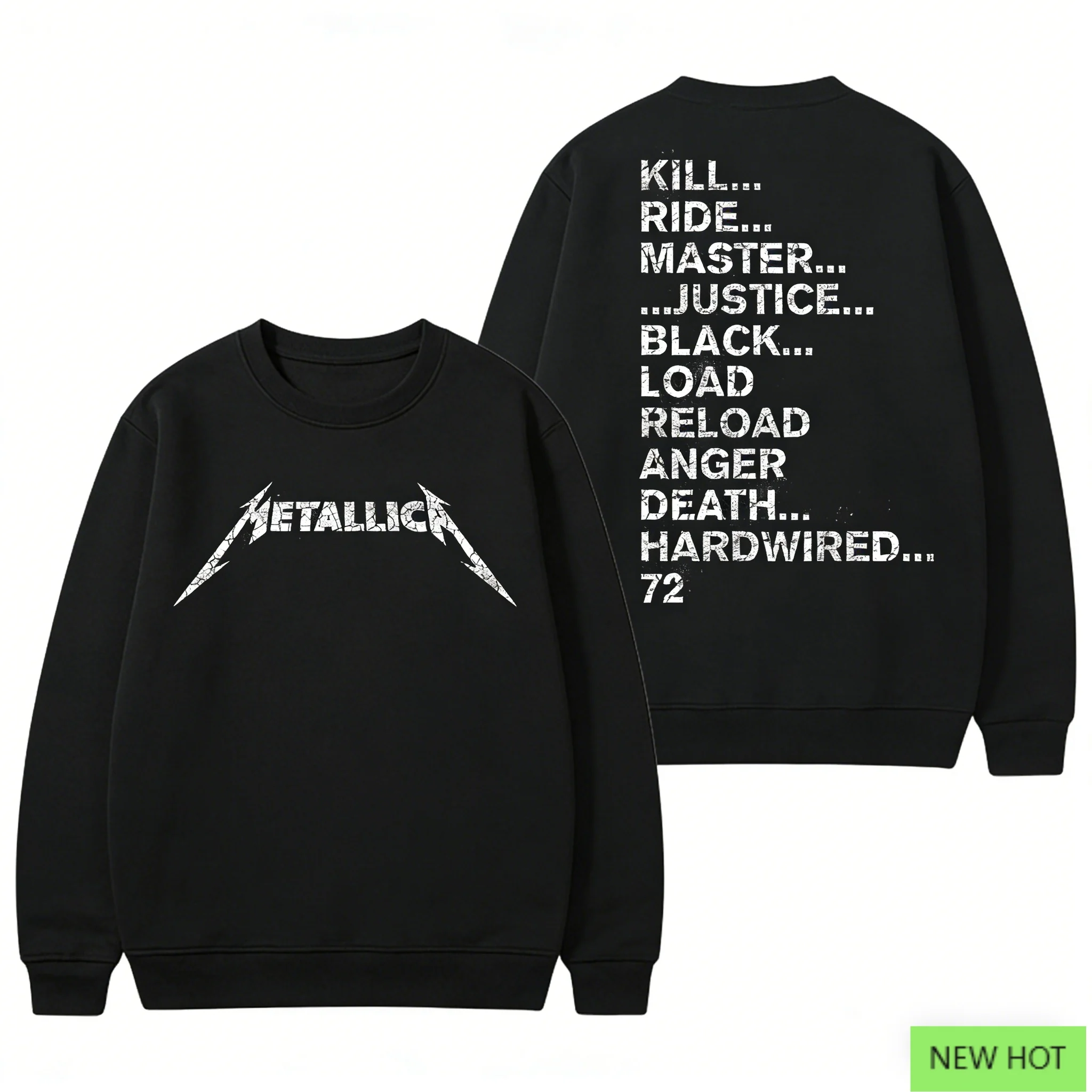 

Толстовка Metallica Band, классическая толстовка с рисунком альбома, черно-белый принт, повседневная уличная одежда унисекс для любителей тяжелого металла