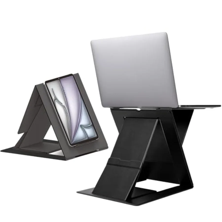 

Folding Laptop Stand Lap Desk for Travel and Home Office, Black Aluminum Alloy, Ergonomic Adjustable Viewing Angles, Lightweigh