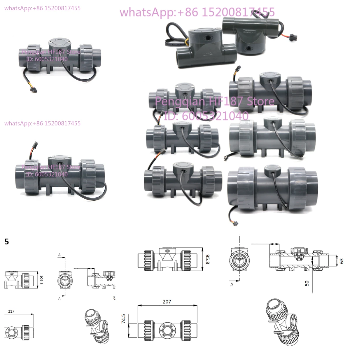 ZJPVC dn25-dn80 20-3000lpm UPVC Turbine Test Flow Liquid Water Flow Meter Countercurrent Sensor
