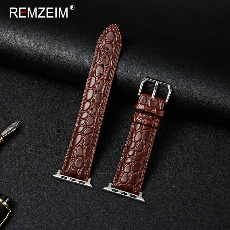 Embossed Leather Watch Band for Apple Watch Strap 49mm 44mm 45mm 42mm 38mm 40mm 41mm Bracelet IWatch Series 9 8 7 6 5 4 Se Band