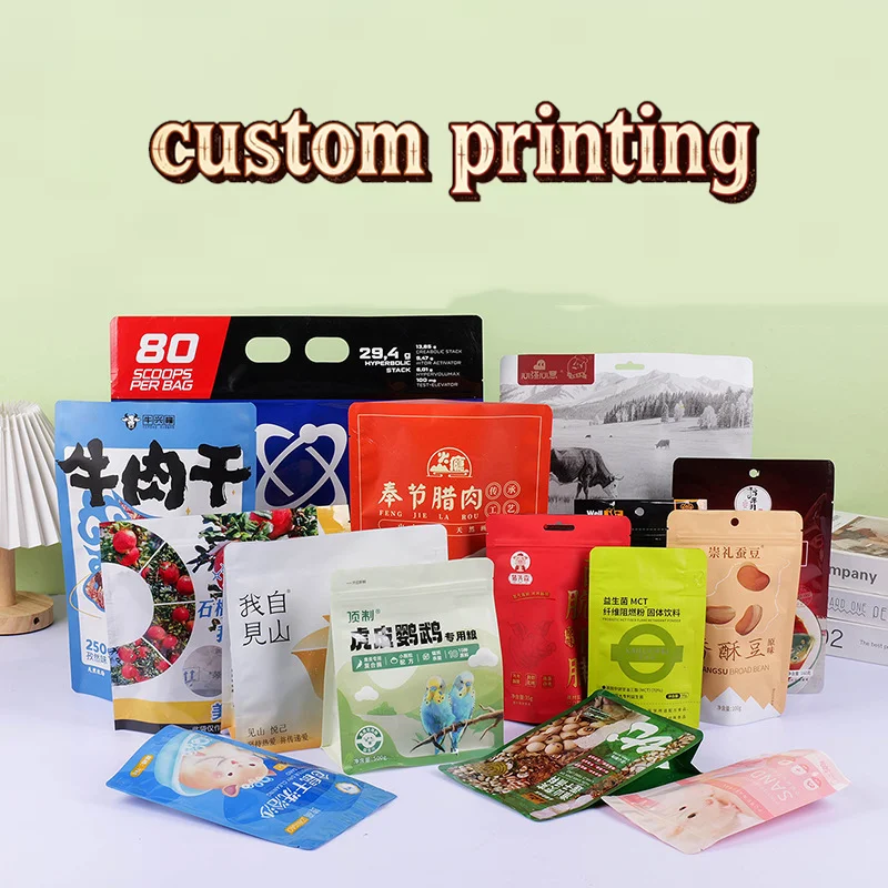 FAST Custom‑made Plastic Packaging Bags, Food‑grade Stand‑up Zipper Bags, Three‑side Sealed Aluminum Foil Bags