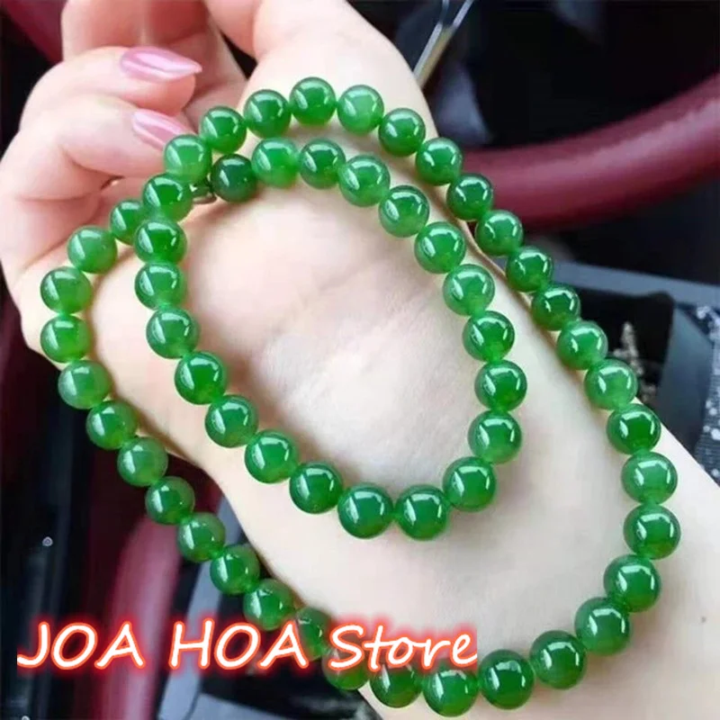 Genuine Natural Green Jade Beaded Necklace Women Fashion Charms Jewellery Accessories Fine Jewelry