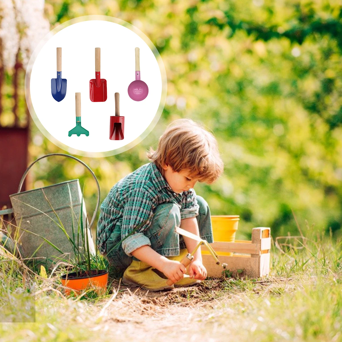 

Garden Tool Set Kids Tools Gardening Planting Rake Stainless Steel Shovel Child