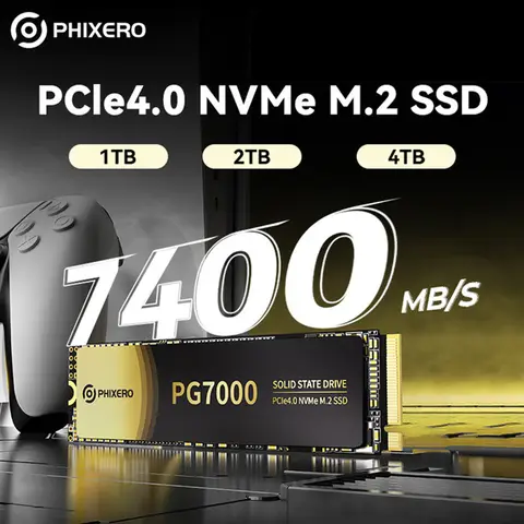 PHIXERO PCIe4.0 M.2 NVMe SSD, 1TB 2TB 4TB PS5, 7400 MB/S 내장 솔리드 스테이트 드라이브, 하이엔드 컴퓨팅 게이머용 4 세대