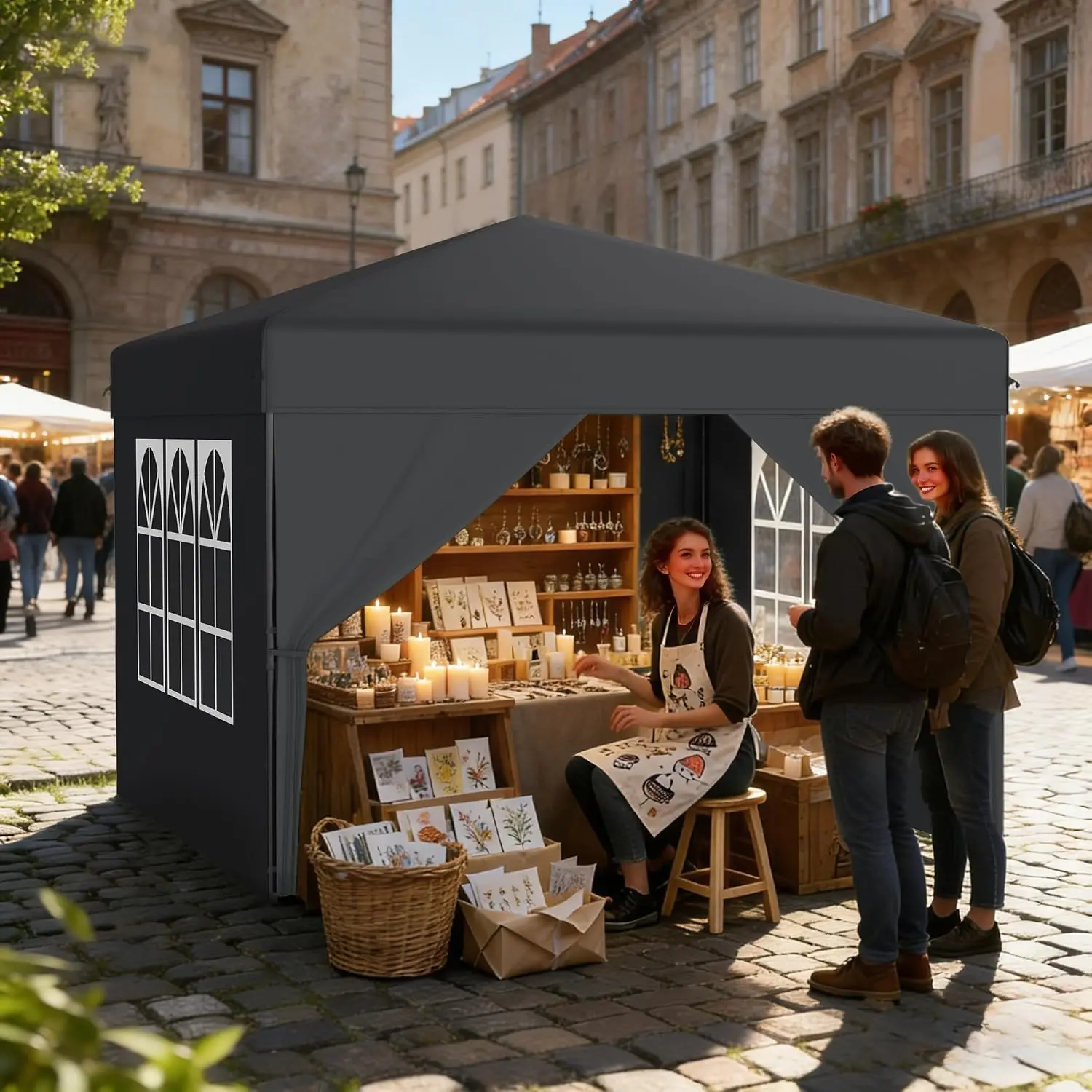 Gazebo pieghevole da esterno, dimensioni 2,5x2,5 m/3x3 m, impermeabile, resistente al freddo, con altezza regolabile, dotato di 4 pareti laterali e borsa per il trasporto, ideale per feste e come
