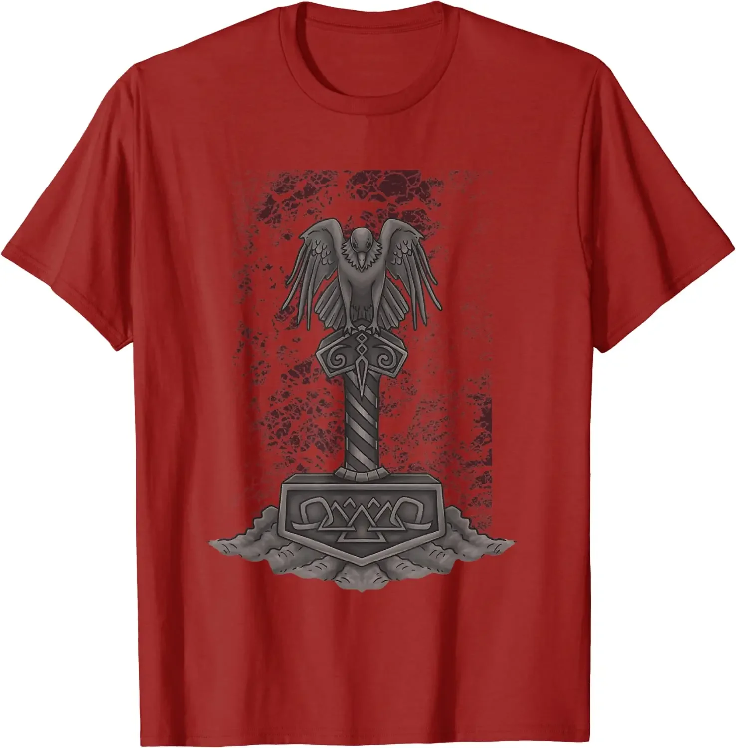 Norse Myth Thor Hammer Mjolnir Odins Raven T-Shirt 100% Cotton O-Neck Summer Short Sleeve Casual Mens T-shirt Size S-3XL