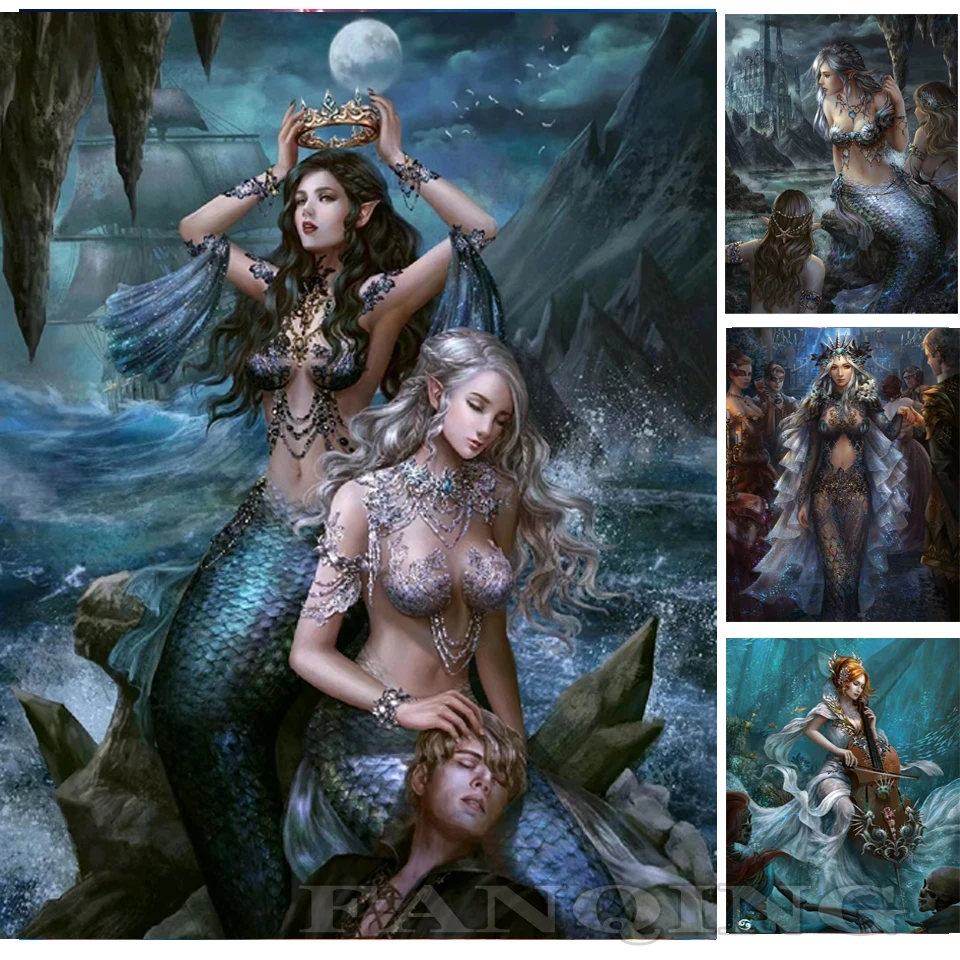 جديد وصول 5D Diy بها بنفسك الماس اللوحة حورية البحر الماس الفسيفساء أنيمي لعبة عبر غرزة الفن كامل الماس التطريز ديكور المنزل Y6 #1