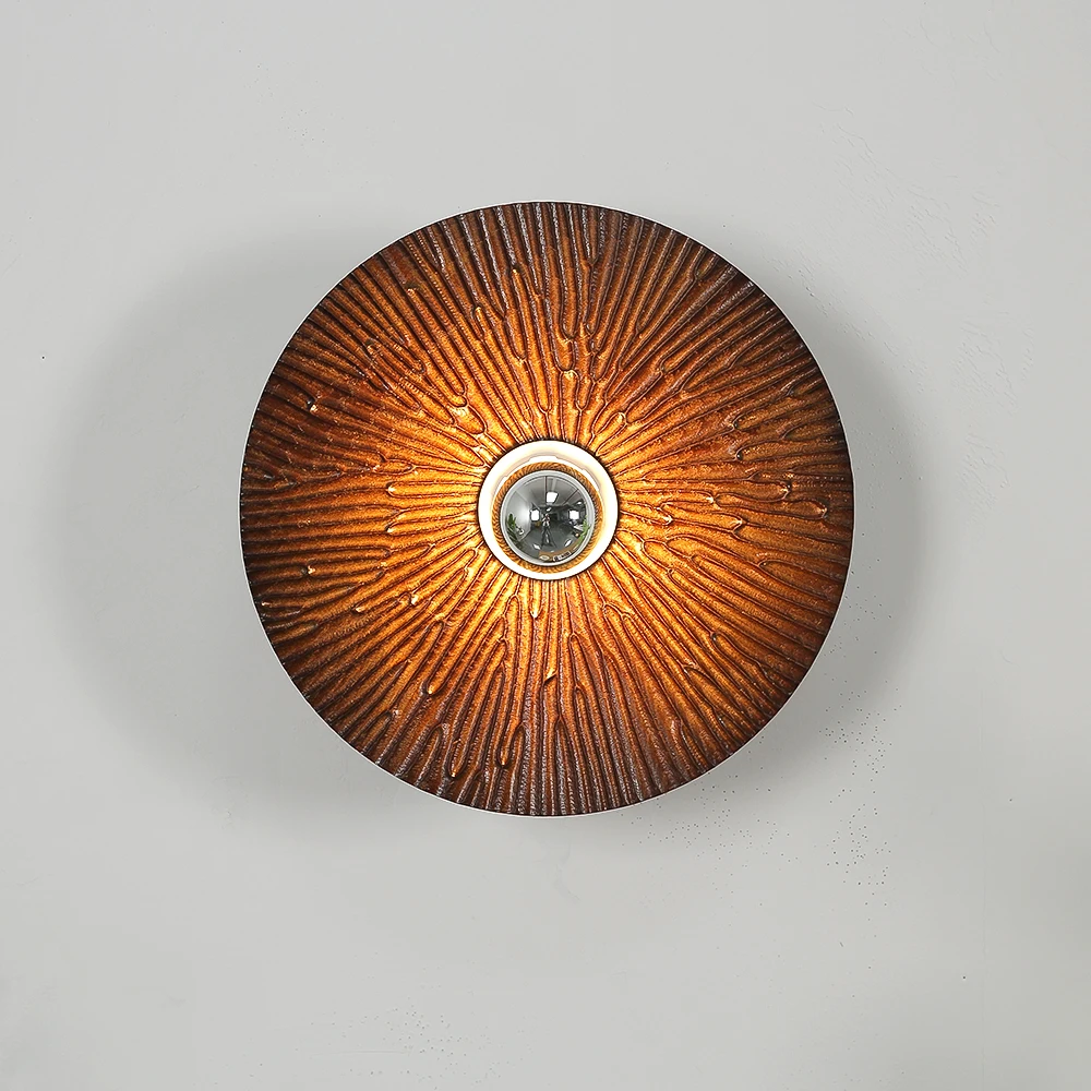 

Japan Style Wall Lamp Walnut Wood LED Wall Light Round Sconces For Bedside Bedroom Living Room Indoor Decor Lighting Fixtures