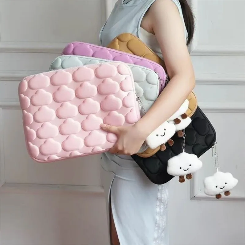 حافظة كمبيوتر محمول سحابة بلون سادة لجهاز ماك بوك اير برو 13 15 بوصة مقاومة للصدمات والأوساخ ذات سعة كبيرة حافظة للكمبيوتر المحمول #2