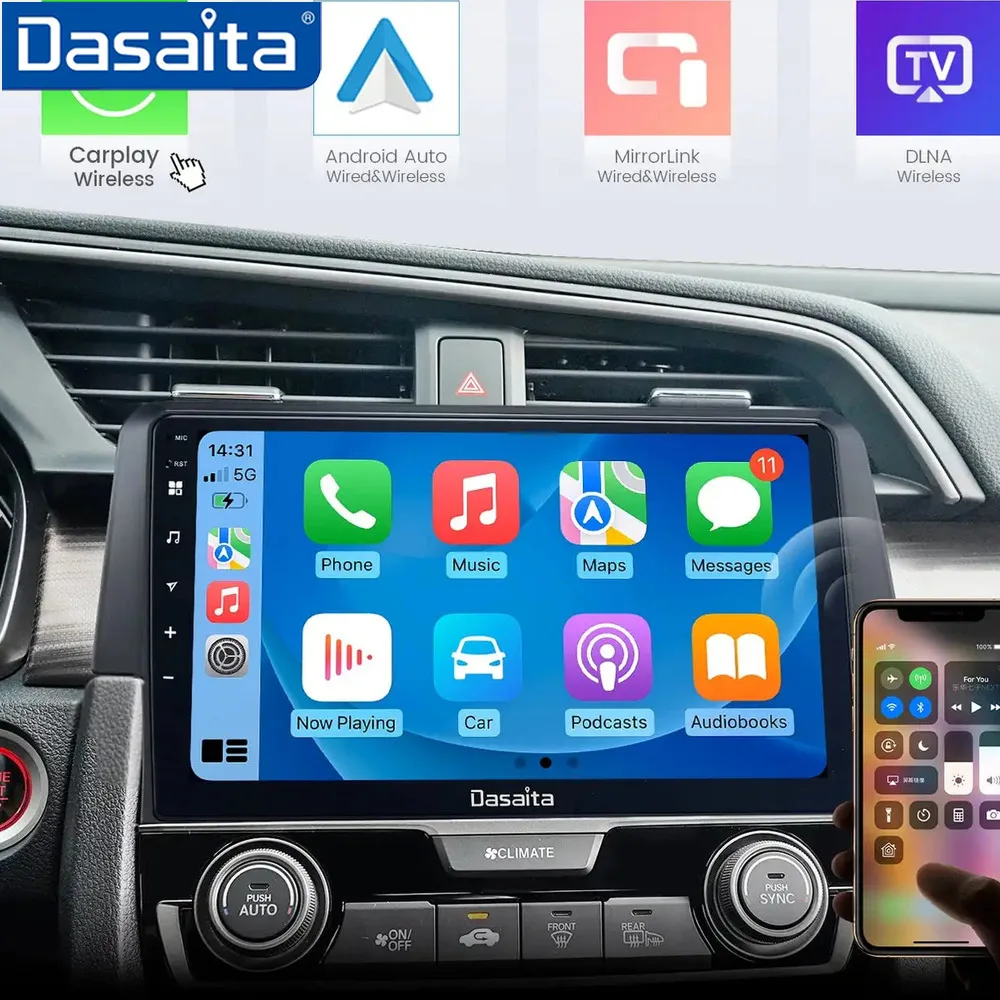 

Dasaita G12 для Honda Civic/SI/Type R 2015-2022 Qualcomm 10,2-дюймовый QLED-экран Carplay Android Авто Автомобильное радио Android 12 Автомобильная стереосистема