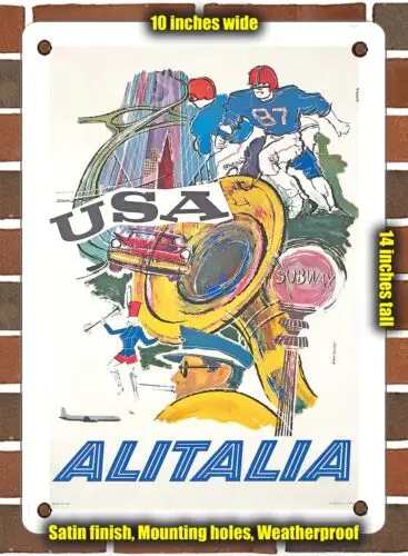 METAL SIGN - 1960 USA Alitalia - 10x14 Inches