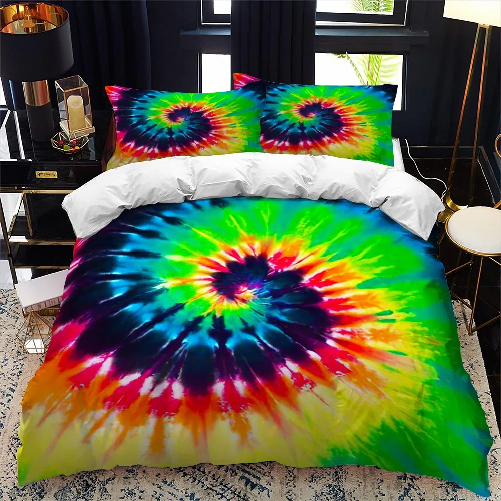 

Color tie dyeing Double bed duvet cover set queen calico Twin size comforter bedding set Single complete set