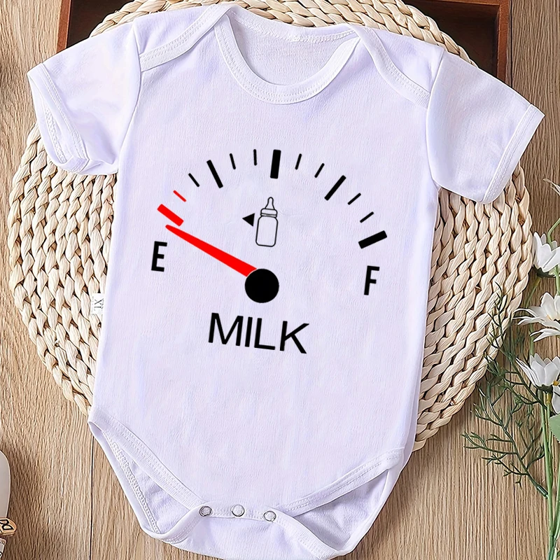 

Baby Boys Girls Casual Cute Bodysuits Milk Countdown Print Short Sleeve T-shirt Romper For Four Seasons Infant Crew Neck Romper