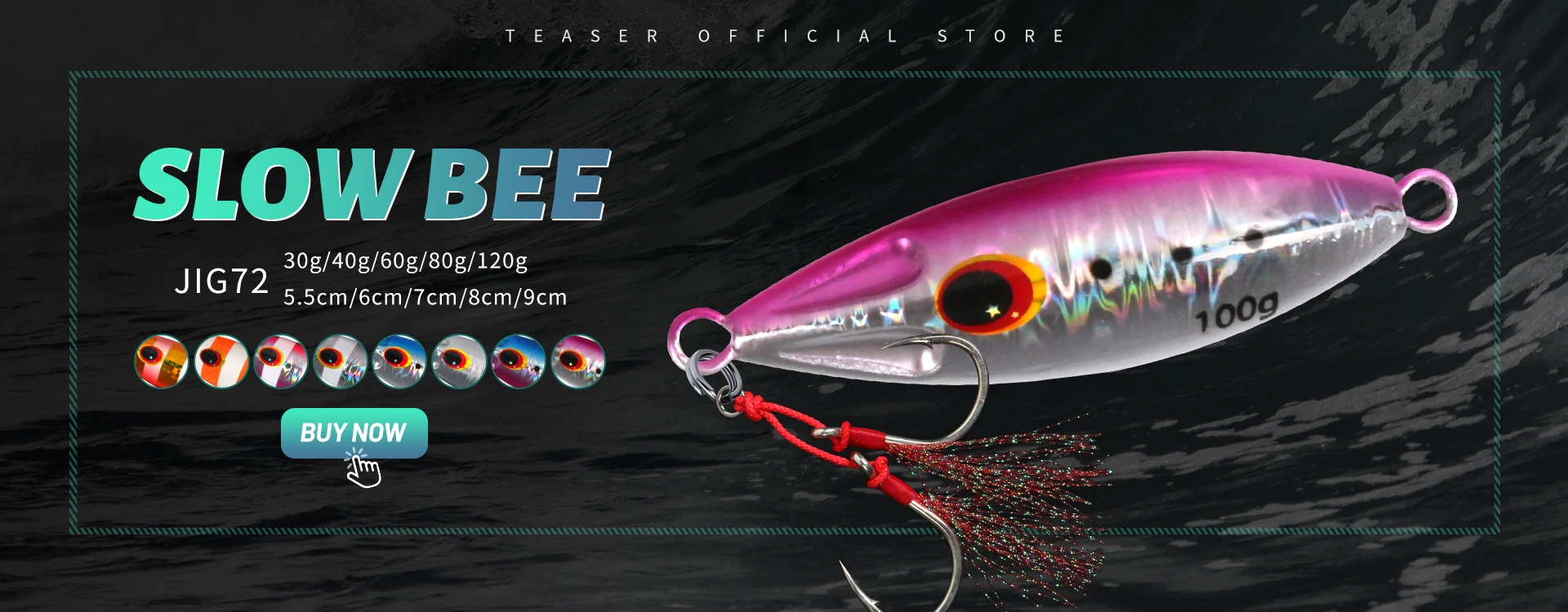 TEASER J114 60g 80g 130g 150g Metall Jig Köder Flache Form Salzwasser Langsam Sinkende Trolling Köder UV leuchtende Angeln Jigging Köder – Detail 18