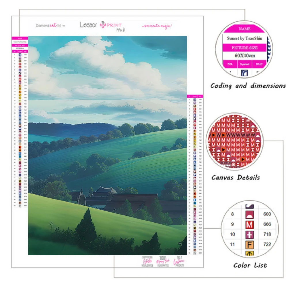 5D Diamond Painting Beautiful Valley Grassland Landscape Cross Stitch Set Full Diamond Round/Square Embroidery Mosaic Home Decor