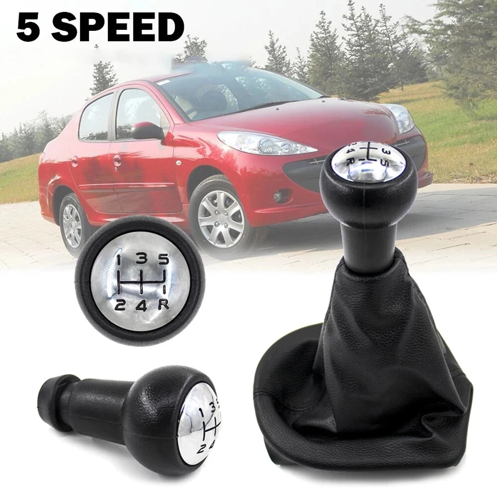 

00000000000000000eed Car Gear Shift Knob With PUeather GaitoooCover FoPeugeot For 207 For 307 For 308 Gearshift Shifter Headball