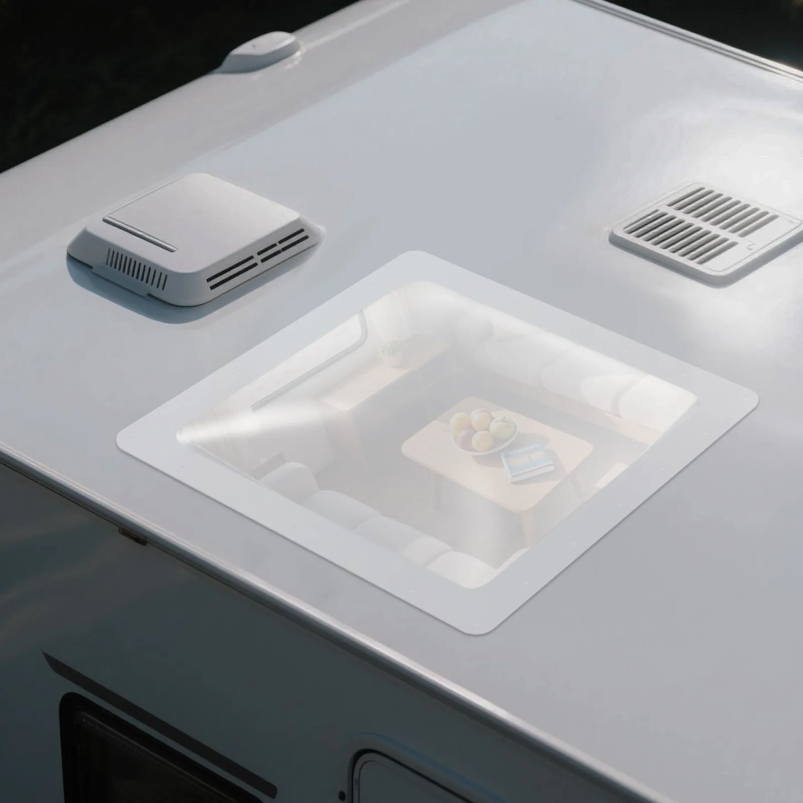 유니버설 RV 스카이라이트 외부 돔 26x26인치 투명 PC 커버, 자외선 차단, 대부분의 RV 및 캠핑카에 직접 교체 가능, 간편 설치