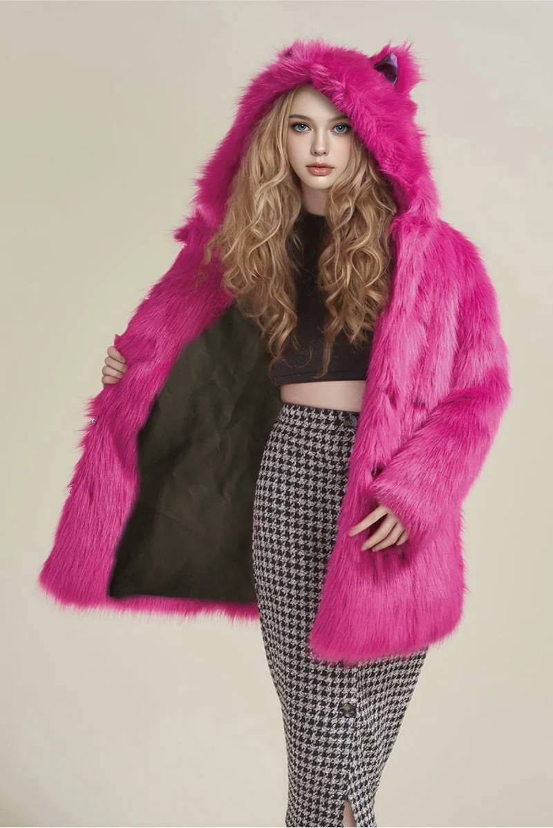 

FHILLINUO Solid Color Loose Fur Long Coat Autumn And Winter New Item Lapel Long Sleeved Warm Coat For Women