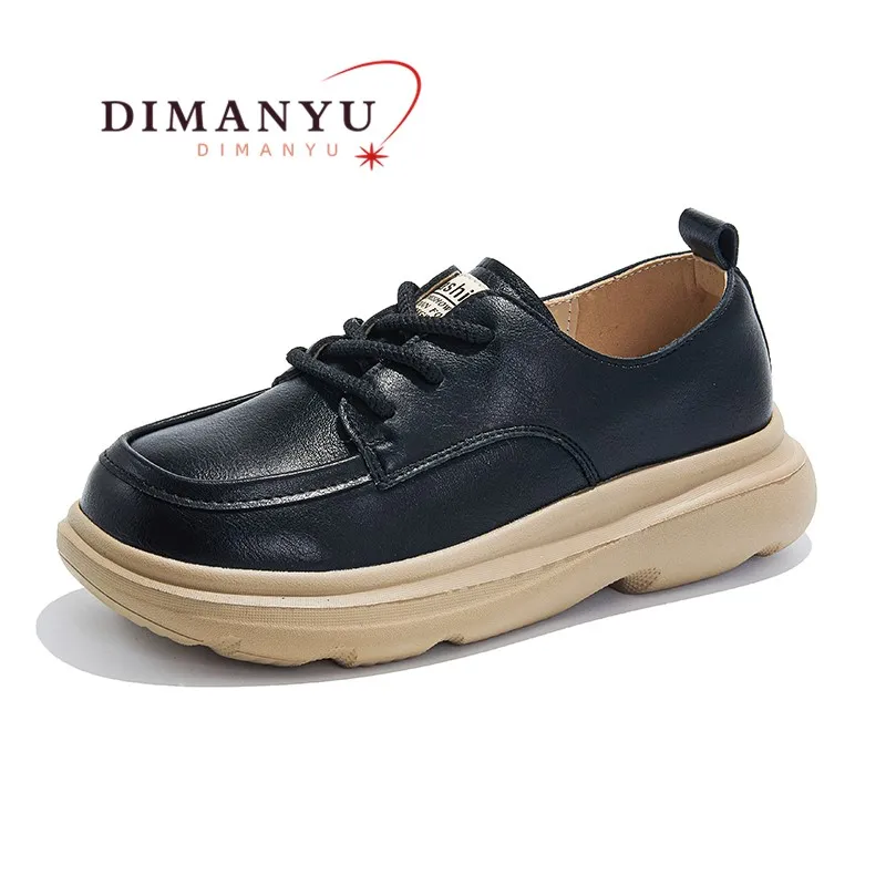 

DIMANYU Women Loafers Genuine Leather 2025 New British Genuine Leather Lace-up Shoes Women Retro Platform Casual Sneakers Women