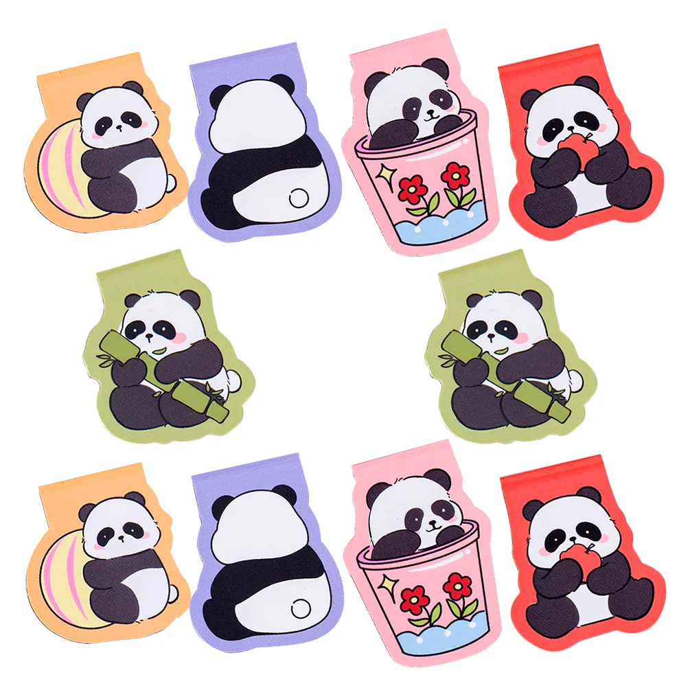 10 Pcs Magnetic Panda Bookmark Bookmarks Double-sided for Teenagers Clip Page Markers Paper Jam Clips Student