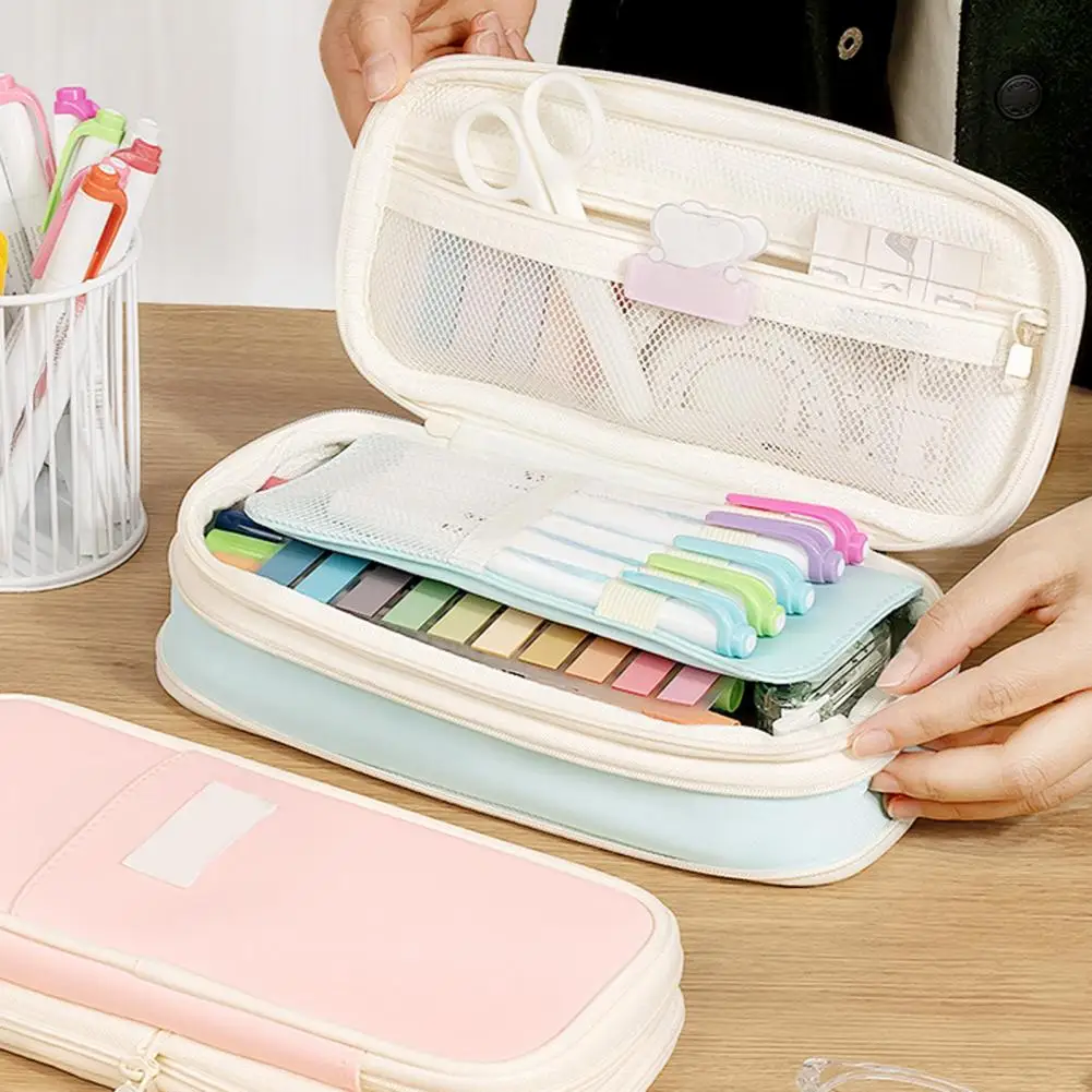 Pencil Case, Large Capacity Adjustable Pencil Bag, Retractable Stationery Storage and Organizer, Macaron Colors School Supplies