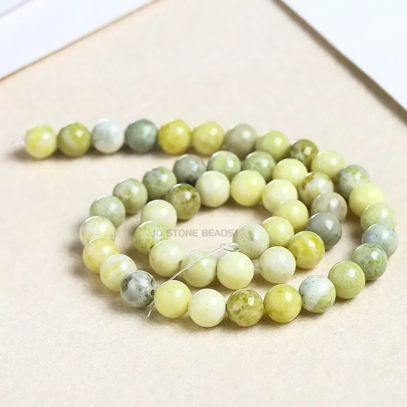 Wholesale 4 6 8 10 12MM Natural Ice Lemon Jade Stone Beads  Loose Stone Beads For Jewelry DIY Bracelet Necklace Accessories 15''