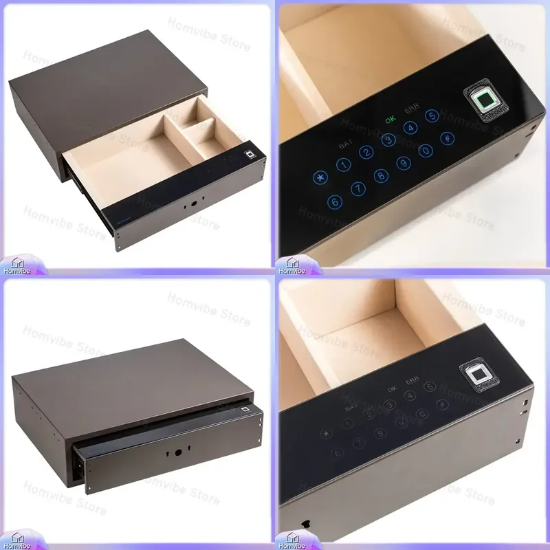

Hidden Jewelry Box with Digital Touch Screen Password Lock Fingerprint Drawer Safe for Wardrobe Closet Organizer Storage Box