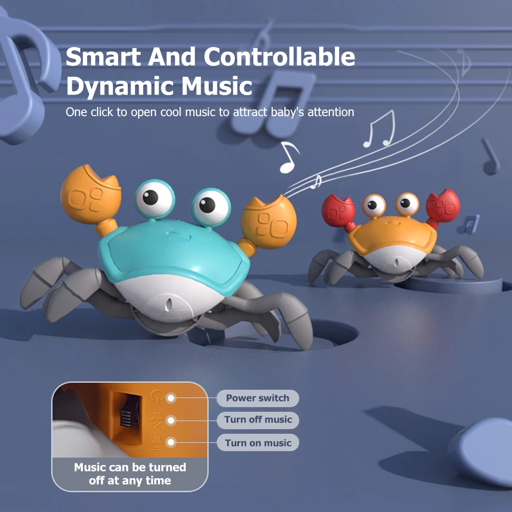 Crianças indução escape caranguejo polvo rastejando brinquedo do bebê eletrônico animais de estimação brinquedos musicais educativos criança brinquedo em movimento presente natal