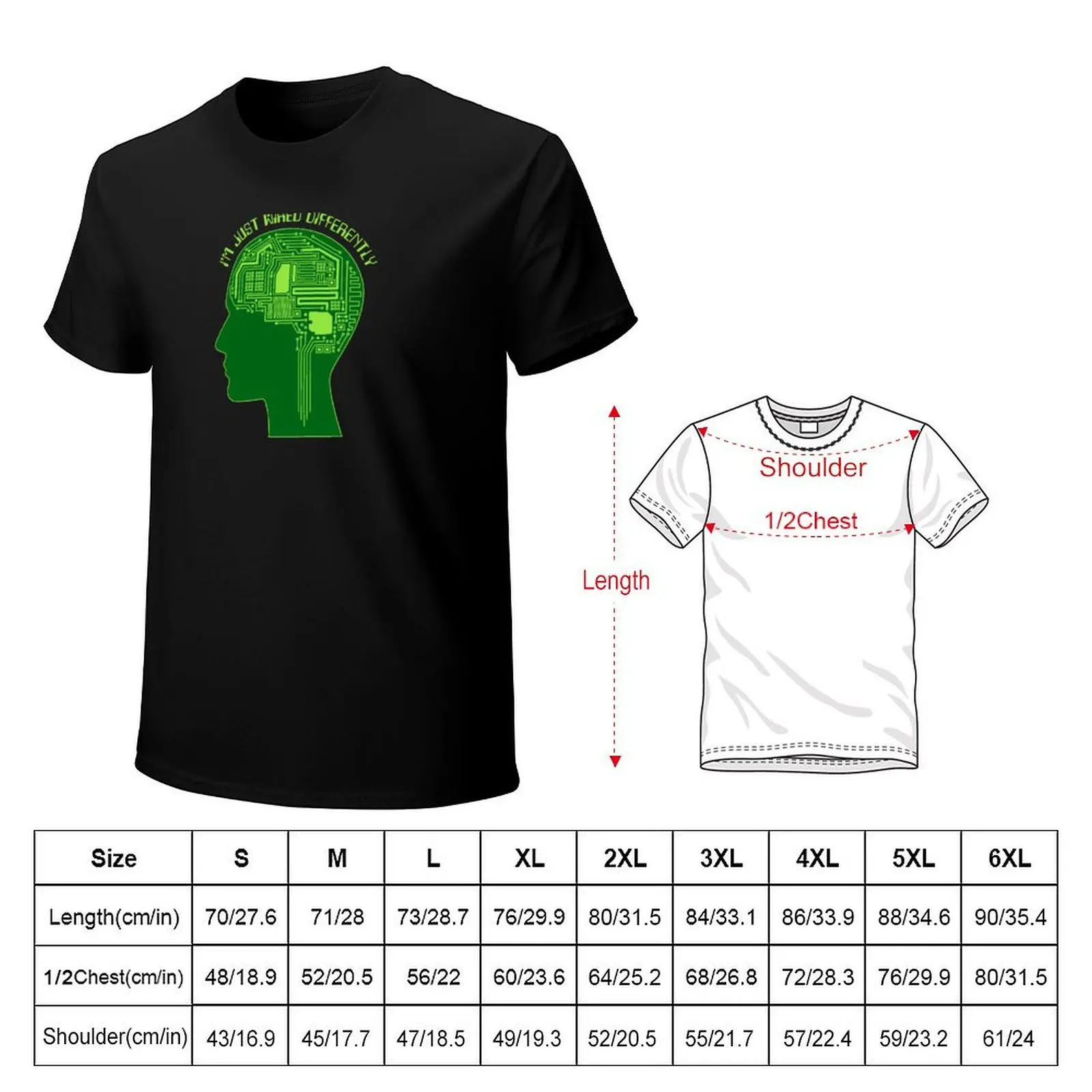 Modern Flat - Circuit Board Pattern - Im Just Wired Differently - Green T-Shirt cute clothes sublime mens big and tall t shirts