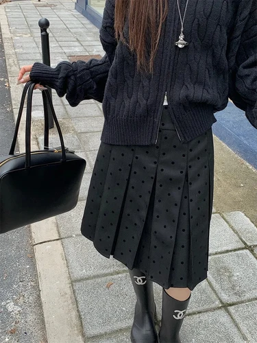 Falda plisada de lunares para mujer, faldas acampanadas de cintura alta, pantalón corto informal a la moda, ropa de estilo coreano