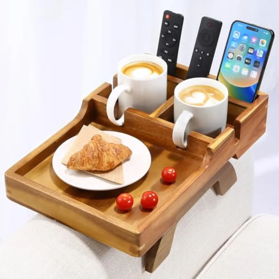 

Поднос-столик для дивана из дерева 15.35"x9.85" с подстаканником, складной, для двойного использования, с нескользящим покрытием