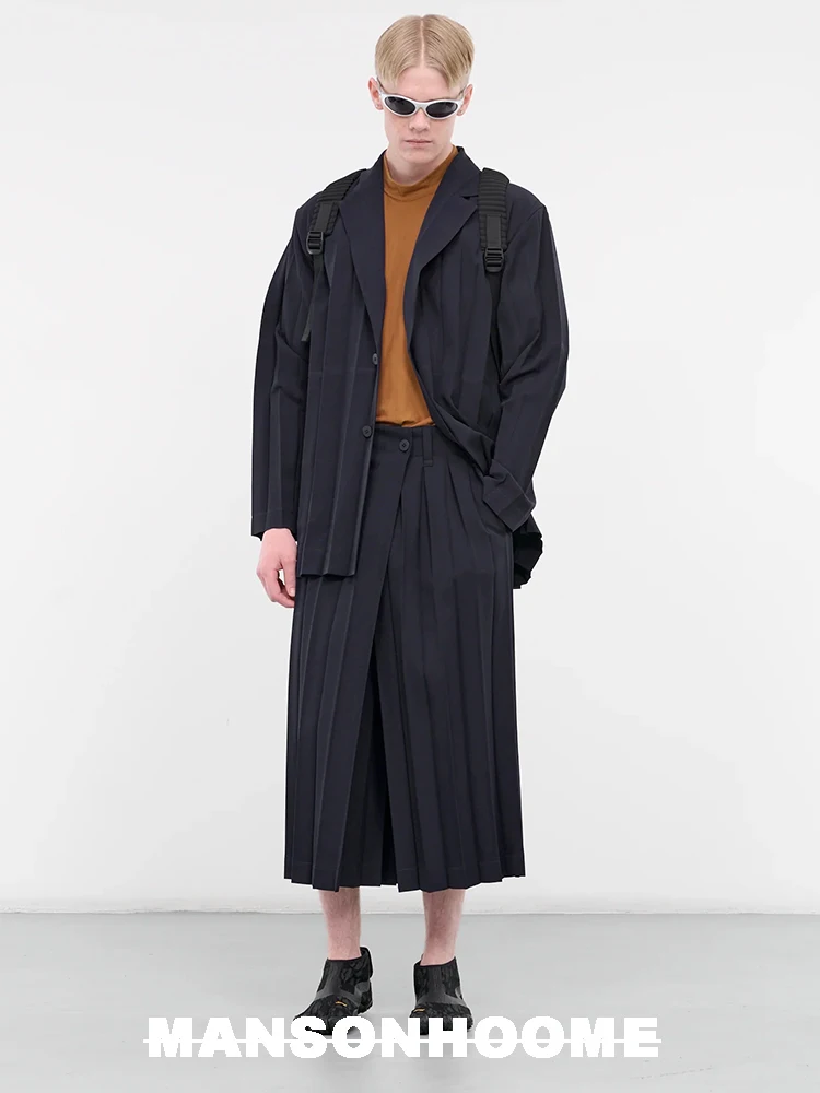 Miyake Fold 2024 Otoño/Invierno nuevos pantalones casuales de pierna ancha de siete cuartos de Origami para hombre