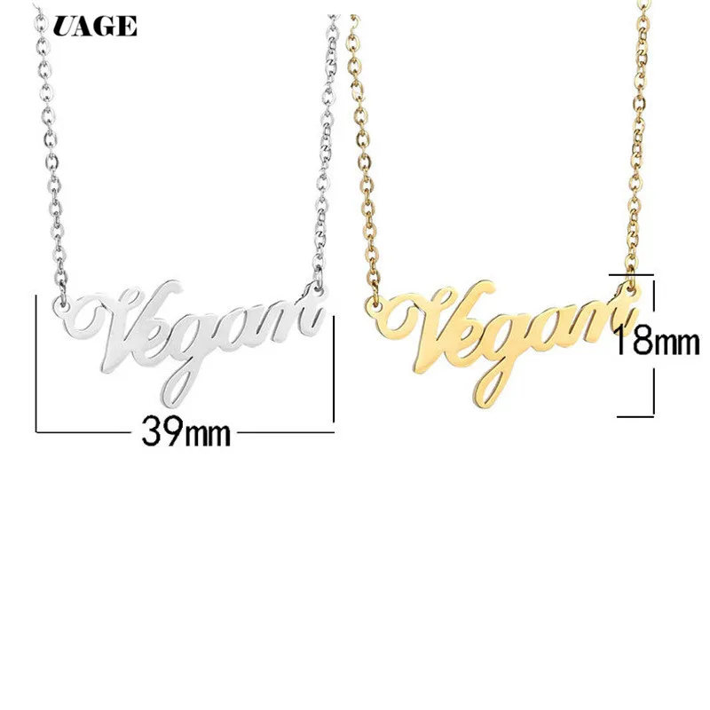 UAGE Vegetarian Symbol  Letters Vegan Necklace Vegan Lifestyle Gift Jewelry for women Necklace