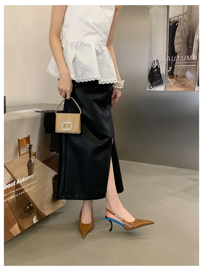 2026 SPring New Brand Pointed Toe Slingback Sandal Thin Heel Pumps Shallow Slip On Ladies Elegant Sandal Fashion Pumps For Party