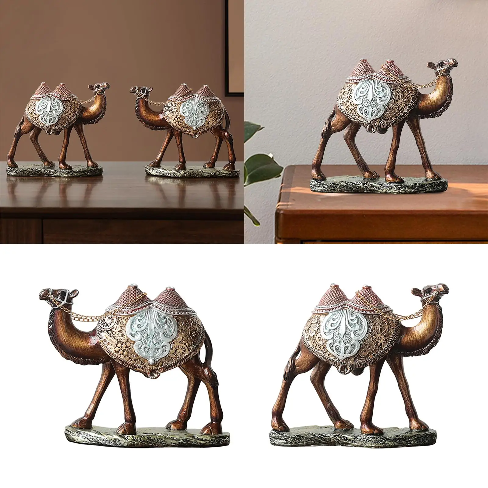Camel Figurine Resin Modern Artwork Tabletop Ornament for Living Room Shelf Decor