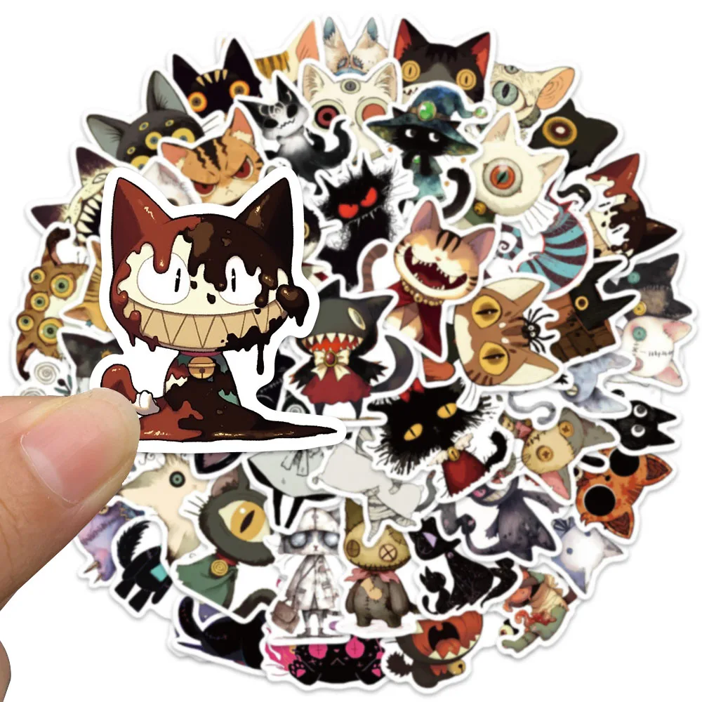 50 قطعة القطط القوطية الرائعة الكتابة على الجدران ملصق الهاتف الغيتار المحمول دفتر حقيبة كوب ملصق الكرتون القط نمط الديكور #3