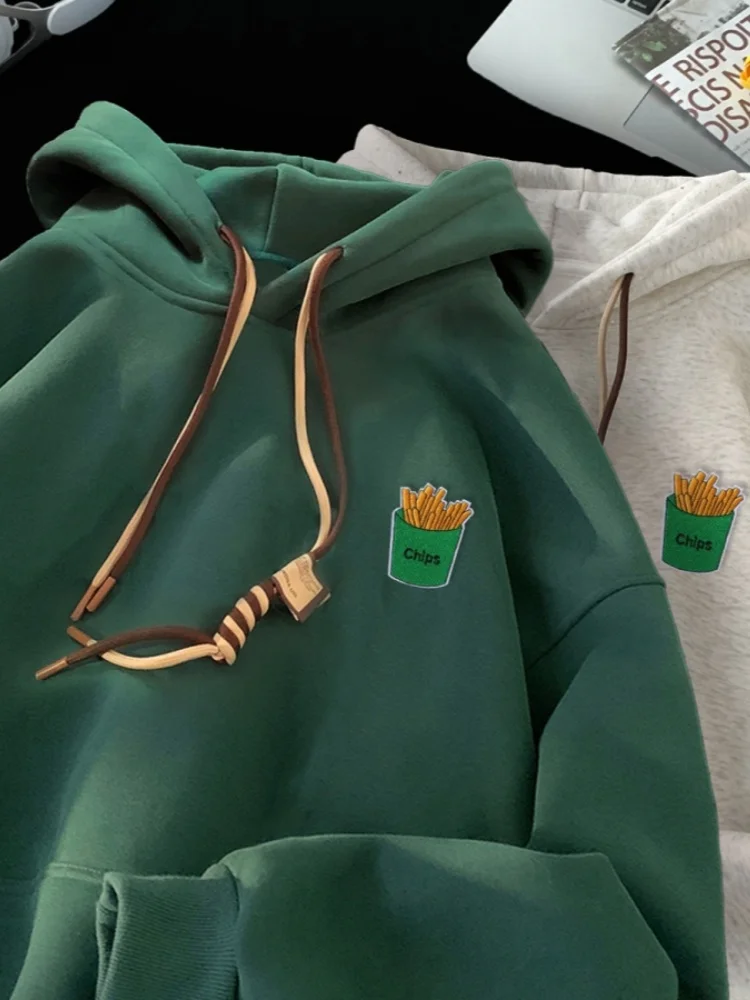 

Утепленная флисовая толстовка для мужчин: зимняя теплая верхняя одежда с вышивкой, повседневная спортивная одежда, молодежная, свободного кроя, устойчивая к сминанию и износу