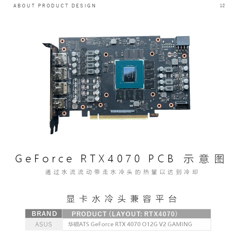 Bykski GPU Block Use for ASUS ATS GeForce RTX 4070 O12G V2 GAMING Graphics Video Card T2 Red Copper Material /N-AS4070ATSV2-X