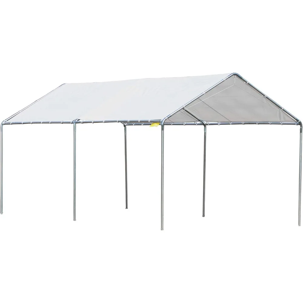 

10'x20' Carport Heavy Duty Galvanized Car Canopy with Included Anchor Kit, 3 Reinforced Steel Cables, White